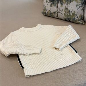 TORY BURCH SPORT Cream Crew Neck Sweater. 
 SZ XS. 100% Cotton.